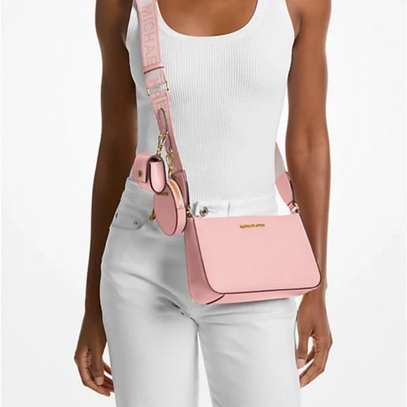 MICHAEL KORS Jet Set Saffiano Leather Crossbody Bag with Case for Apple AirPods - Picture 2 of 16